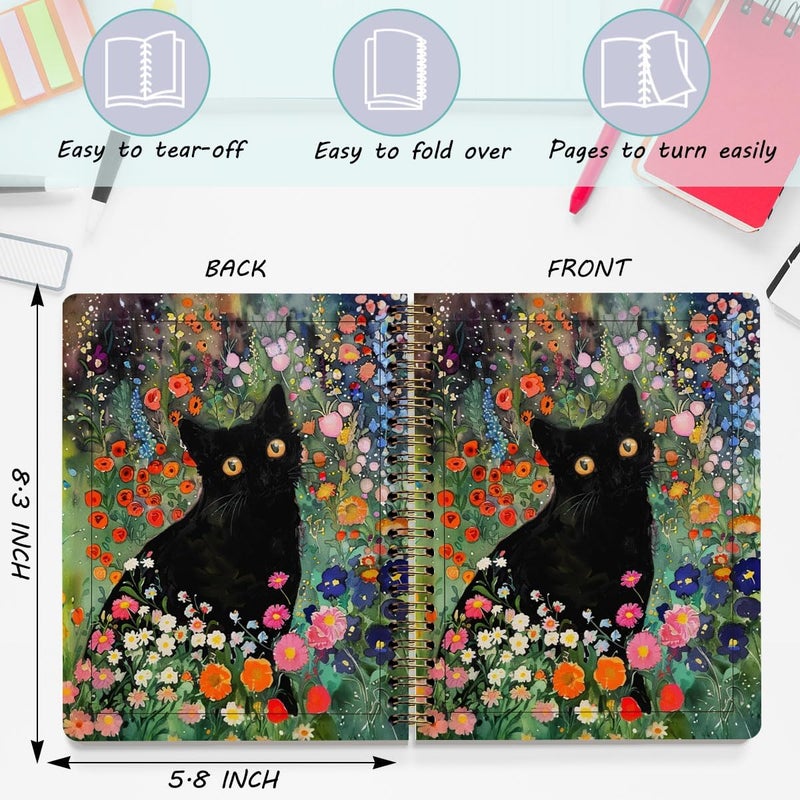 CQM 2 Packs Cat Spiral Notebook Pretty Aesthetic College Ruled Journaling Notebooks Cat Themed Gifts for Women Mom Teacher Friend Journals for Writing Notebook Journal Office Classroom Home Supplies - Image 2